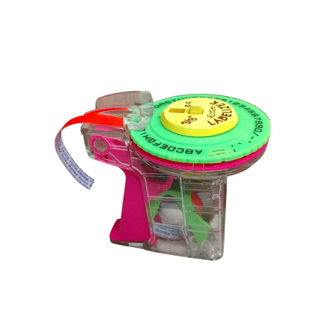 Vintage Rotex Labelizer Neon Label Maker See Through Clear with‎ Extra Tape